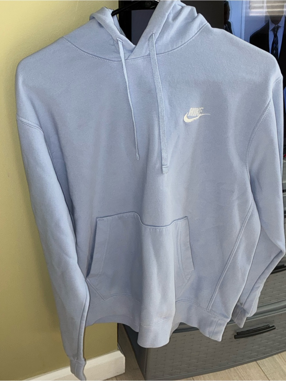 Nike Light Blue Pullover Hoodie with White Swoosh